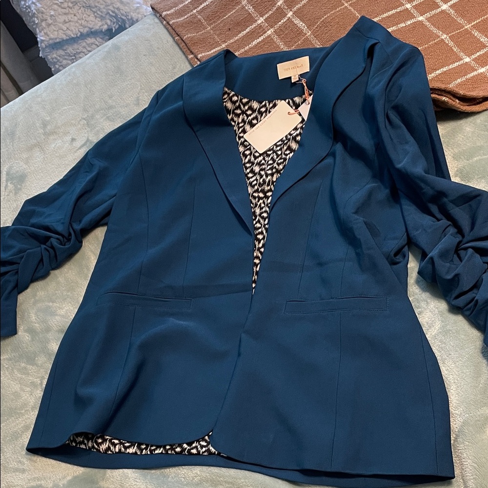 Skies Are dark Teal Blazer